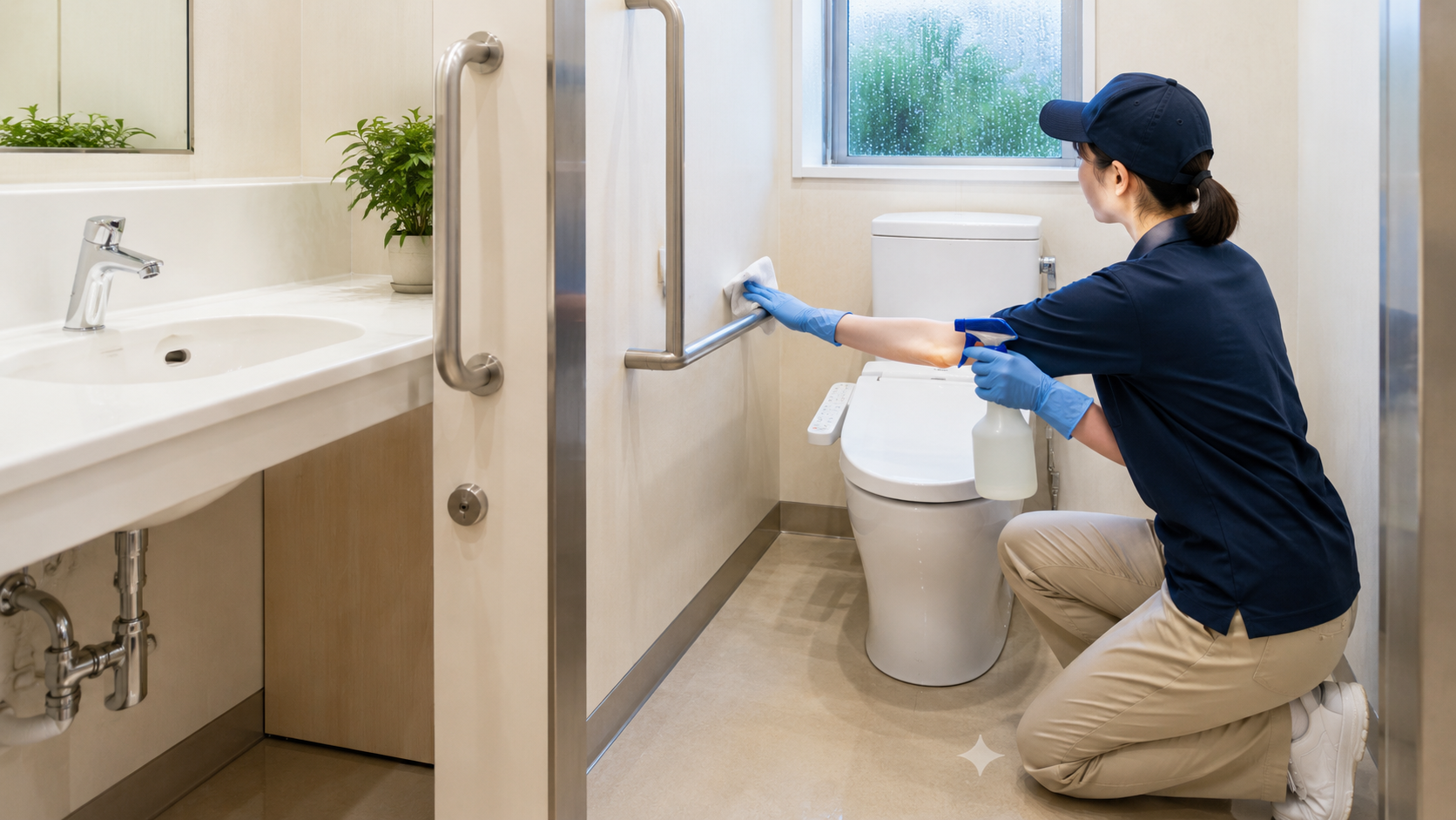 トイレや手すりまわりの拭き取り除菌イメージ