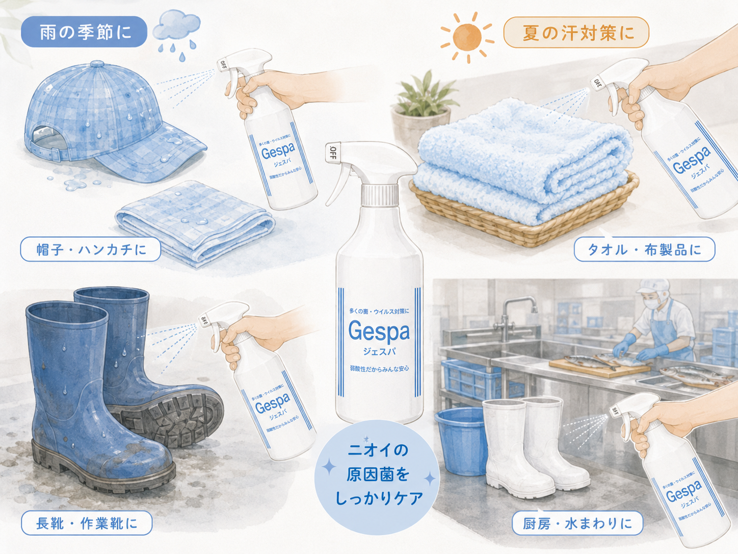 ジェスパを使った梅雨時期の消臭活用シーン ジェスパを使った梅雨時期の消臭活用シーン