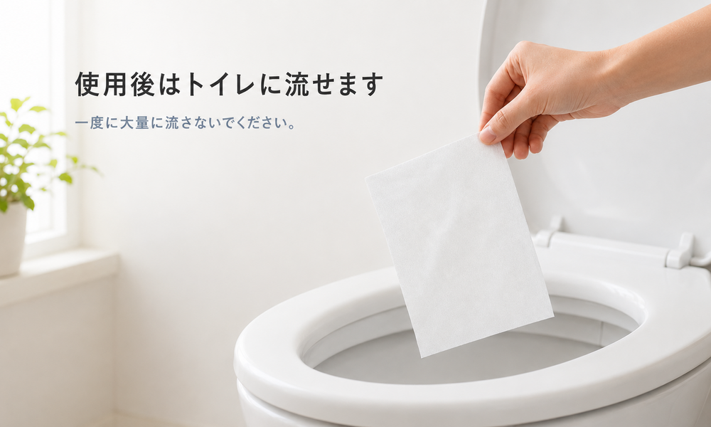めりふわは使用後にトイレに流せます